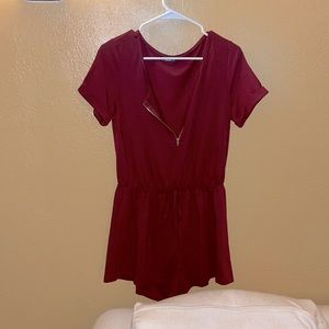 Cute front zip romper